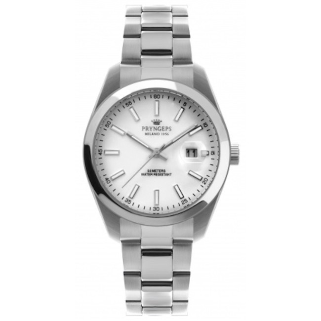 Orologio Pryngeps in acciaio modello DateJust quadrante bianco A1034
