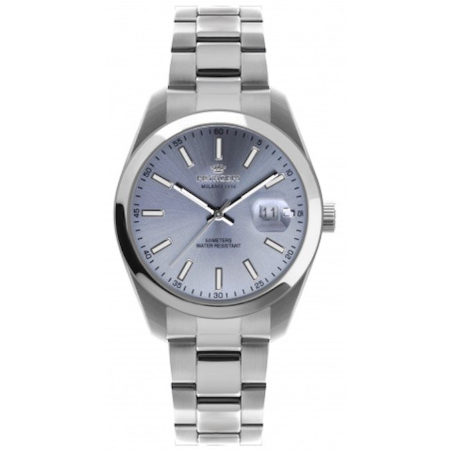 Pryngeps Uhr aus Stahl DateJust Modell, blaues Zifferblatt A1034