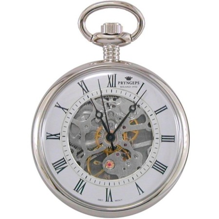 Pryngeps white skeletal pocket manual watch - T052 / 1