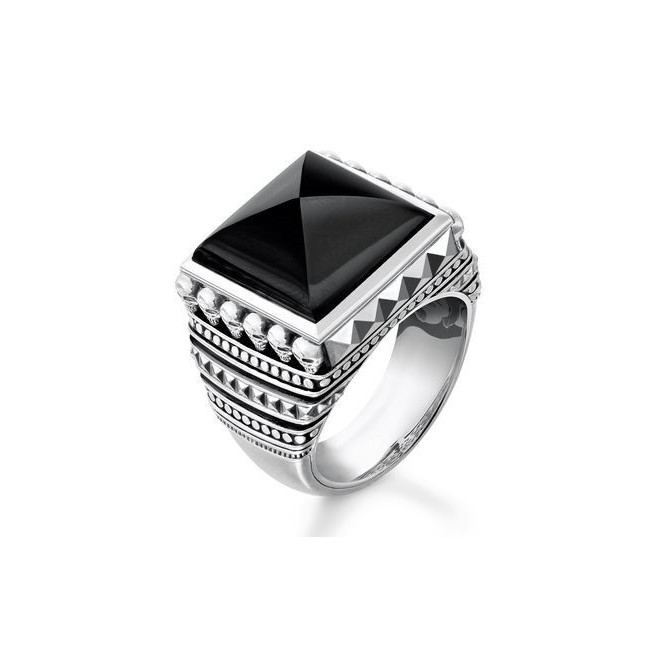 Thomas Sabo Ring, ethnische Schädel mit schwarzem Onyx-TR2158