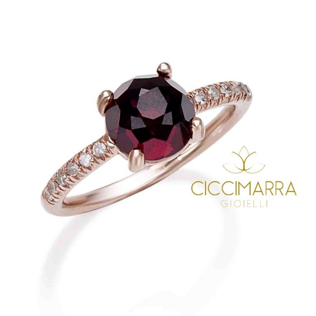 Mimì Happy Ring aus Roségold mit Granat und Diamanten