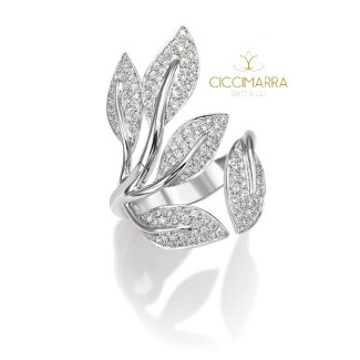 Mimì Foglia Ring, mit goldenen Blättern und natürlichen Diamanten AX1003B8B