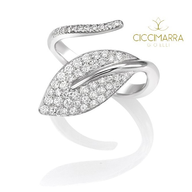Anello Mimì Foglia in oro bianco e diamanti - AX1004B8B