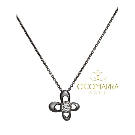 Collana Mimì Y-ME a farfalla in oro nero con diamante