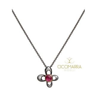 Mimì Y-ME butterfly necklace in black gold with ruby
