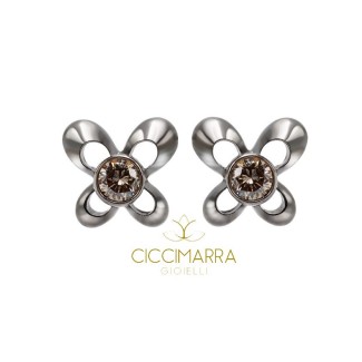 Orecchini Mimì Y-ME a farfalla in oro nero e rosa con diamanti brown