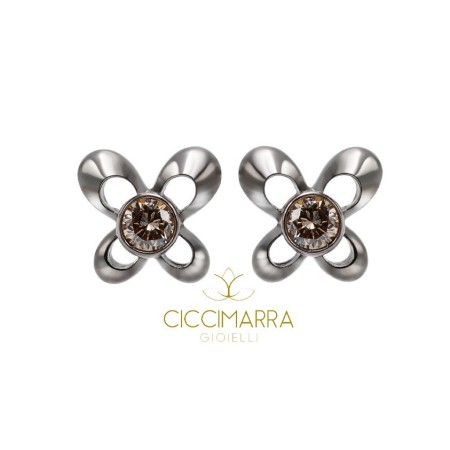 Orecchini Mimì Y-ME a farfalla in oro nero e rosa con diamanti brown