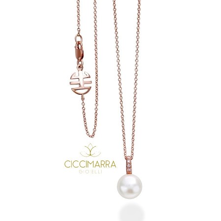 Halskette rose gold White Pearl und Mimi Happy Diamonds