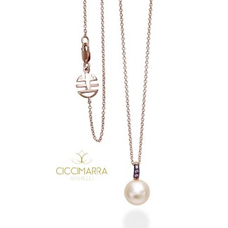 Rose gold rosa Perle Halskette Mimi Happy und Saphire