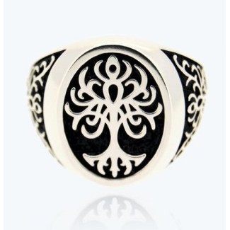Anello Albero della Vita chevalier grande in argento - 1A-ADV