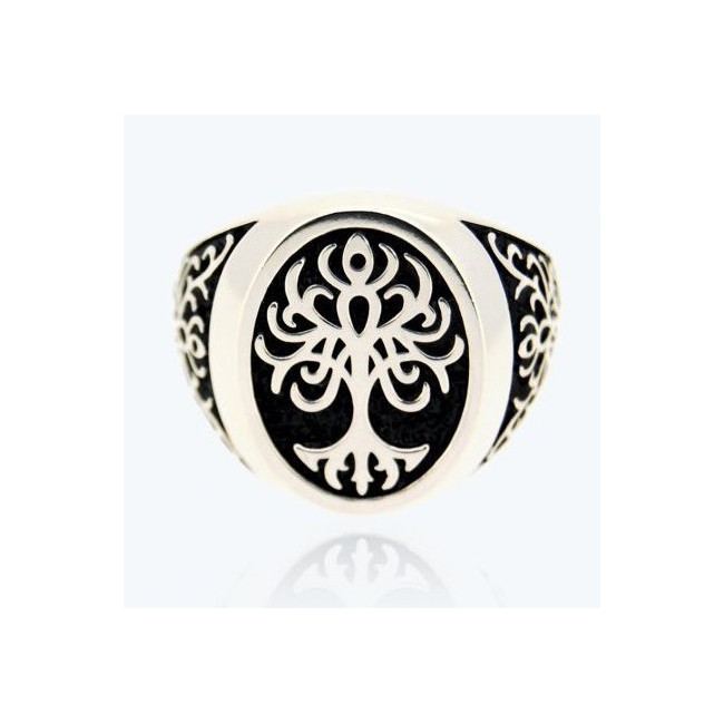Anello Albero della Vita chevalier grande in argento - 1A-ADV
