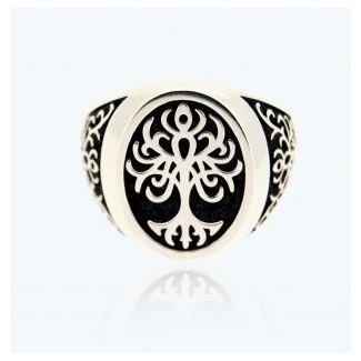 Tree of Life Ring, chevalier, medium silver   - 2A-ADV