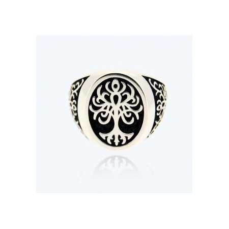 Anello Albero della Vita chevalier medio in argento - 2A-ADV