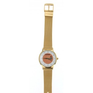 Le Carose watch, Porto wild, golden Milanese knit strap- SILM03