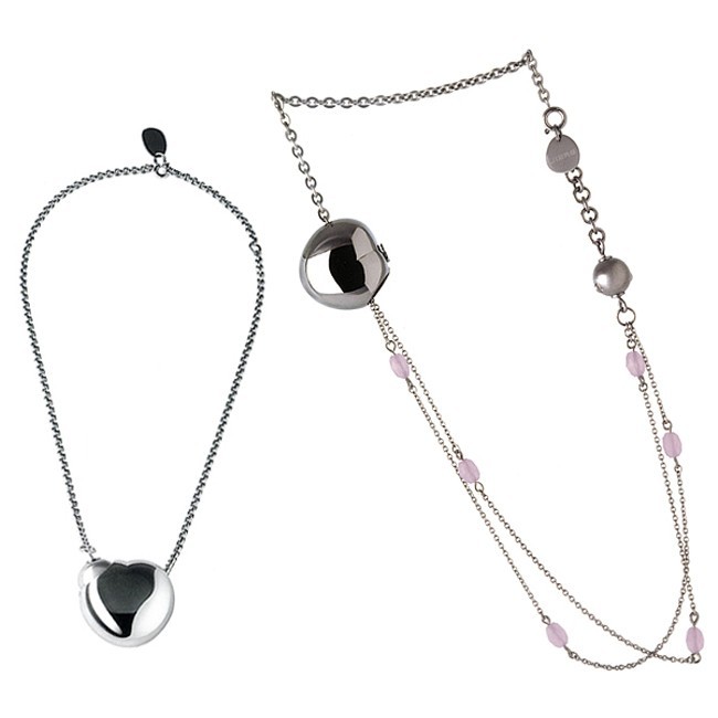 Collanna Breil Bloom pendente cuore in acciaio e agata rosa lunga - TJ0913