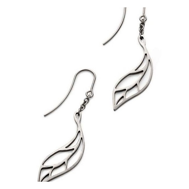 Breil drop earrings, leaf pattern with hook - TJ0599
