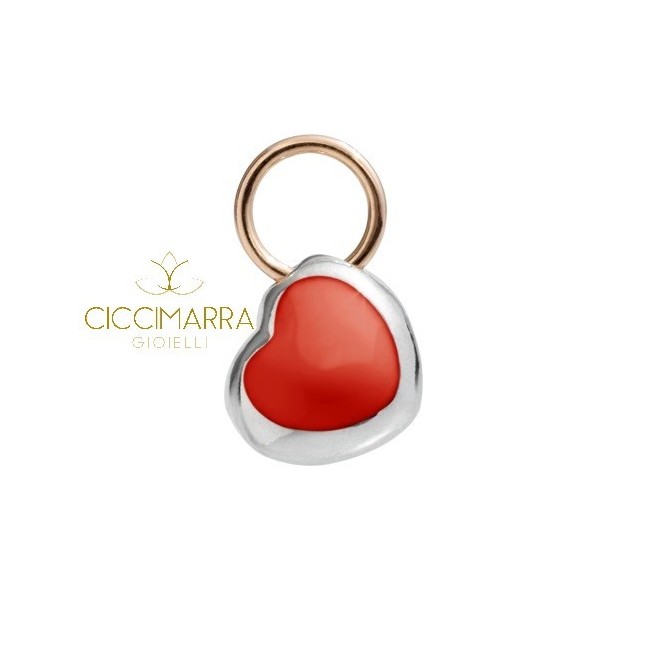Microciondolo cuore in Argento e smalto rosso Civita by Queriot
