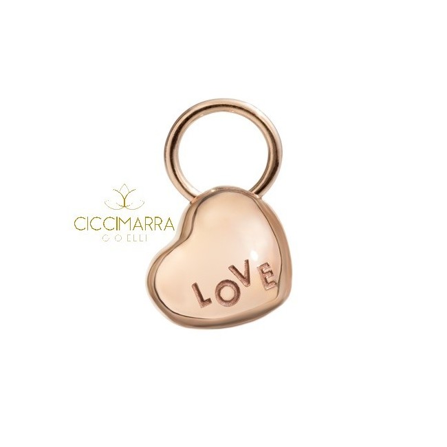 Micro Herz Anhänger in Roségold Civita von Queriot mit LIEBE Inschrift