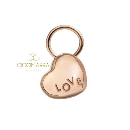 Micro heart pendant in rose gold Civita of Queriot with LOVE inscription