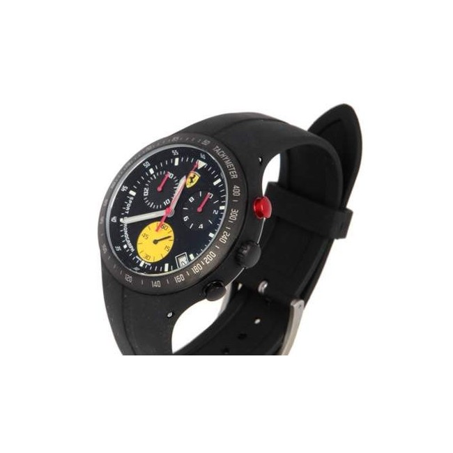 Scuderia Ferrari Pit Crew watch in black steel and rubber