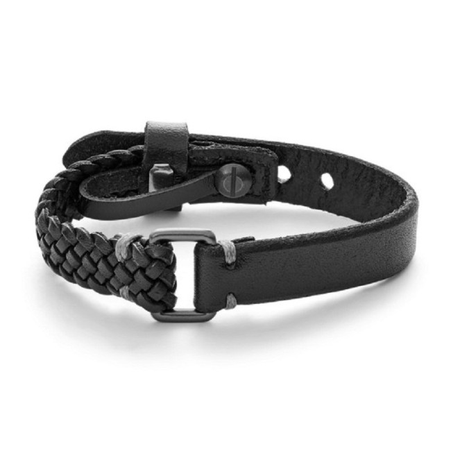 Bracciale Fossil Casual Vintage in pelle nera