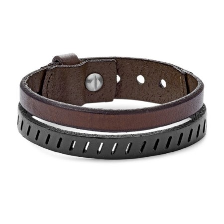  Fossil Double bracelet, in leather, Casual Vintage