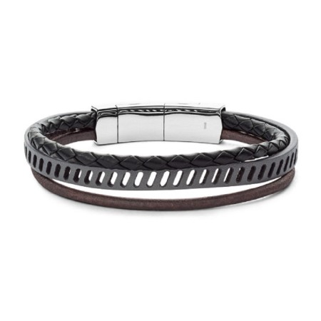 Fossil bracelet, in black leather, Casual Vintage - JF02828040