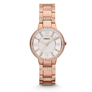 Orologio Fossil donna in acciaio rosato Virginia con strass