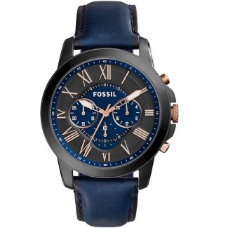 Orologio Fossil uomo in  pelle blu Grant