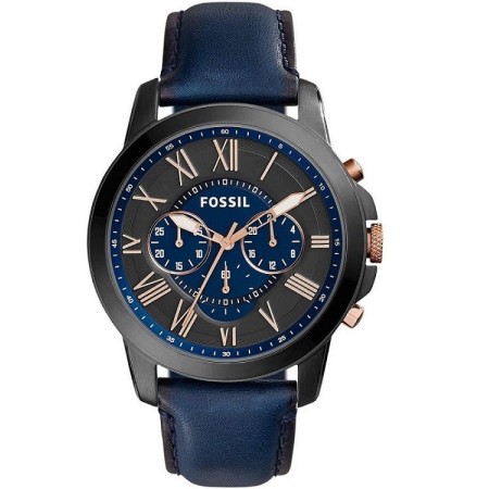 Orologio Fossil uomo in  pelle blu Grant
