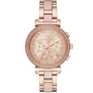 Michael Kors Sofie watch in rosé steel and pink acetate