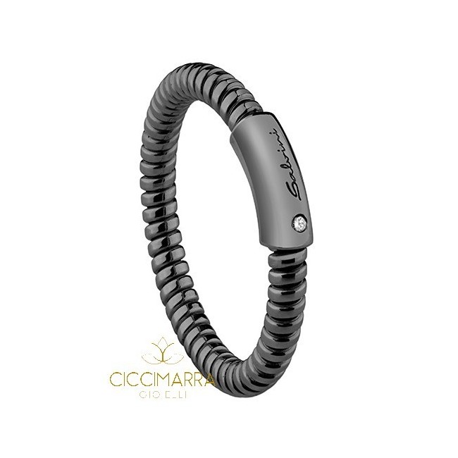 Salvini tube ring , Minimal pop, in black gold - 20071751