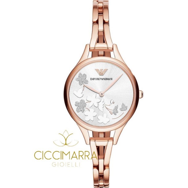 Emporio Armani watch, woman, rosé with flowers - AR11108