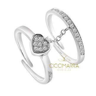 Anello doppio Salvini Be Happy Fashion cuore e veretta