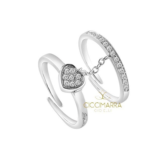 Double ring Salvini Be Happy Fashion heart and ring veretta