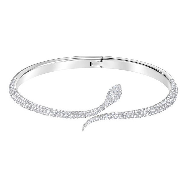 Swarovski hartes Armband, Leslie, Schlange, weiß versilbert - 5376338