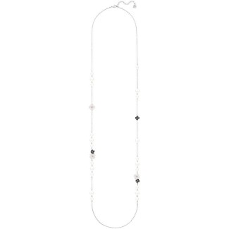 Swarovski necklace, Latisha, flowers and pearls, silvered - 5389159