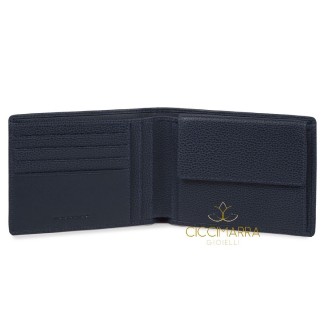 Piquadro Erse men's wallet with blue coin purse