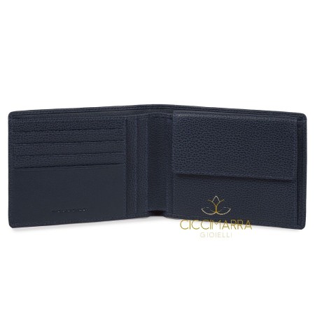 Piquadro Erse men's wallet with blue coin purse