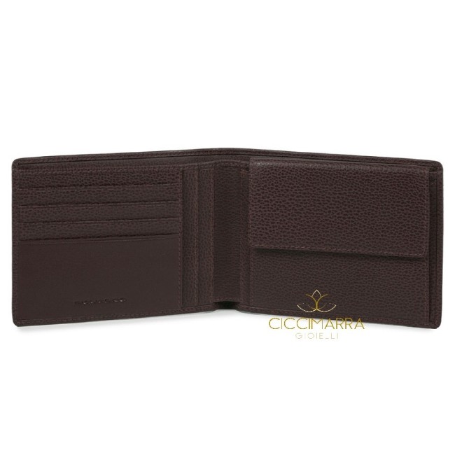Piquadro Erse men's wallet with brown coin purse