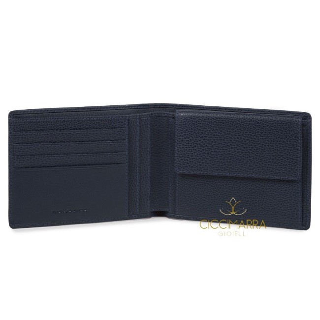 Piquadro Setebos Men's wallet with blue coin purse