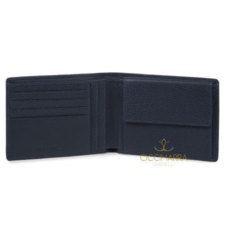 Piquadro Setebos Men's wallet with blue coin purse