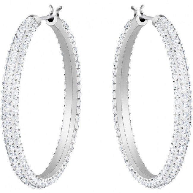 Swarovski Stein Creolen, weiße Silberkristalle - 5389432