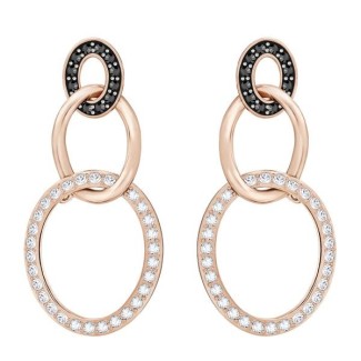 Swarovski Greeting Ring earrings, hanging circles, black crystal rosè