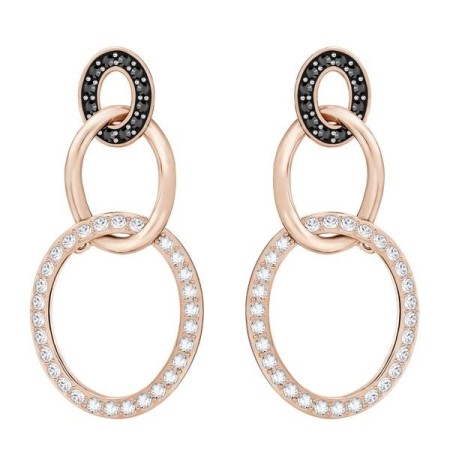 Swarovski orecchini Greeting Ring, cerchi pendenti rosè cristallo nero