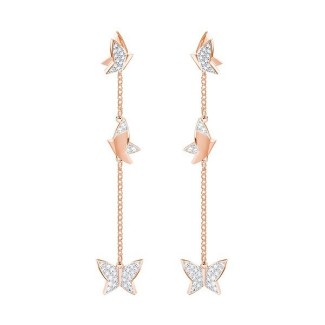 Swarovski orecchini Lilia, pendenti farfalle pavè rosè - 5382364