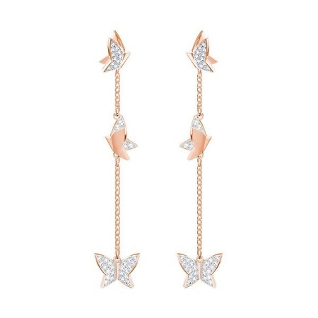 Swarovski Lilia earrings, pave butterfly pendants, rosè - 5382364