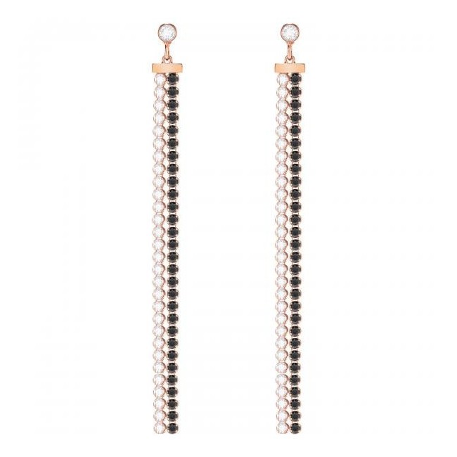Swarovski Subtle earrings, black and white rose gold plated