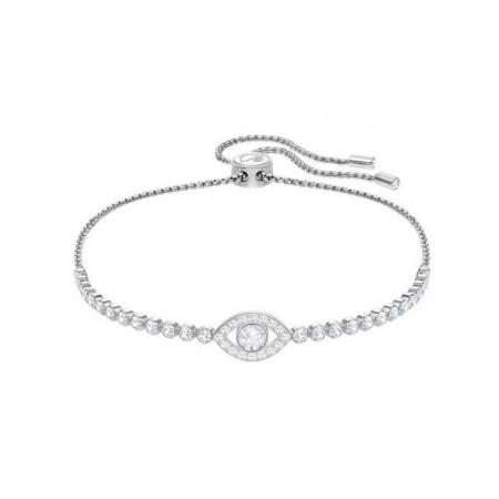 Swarovski Tennisarmband, Subtiles Evil Eye, versilbertes weißes Auge