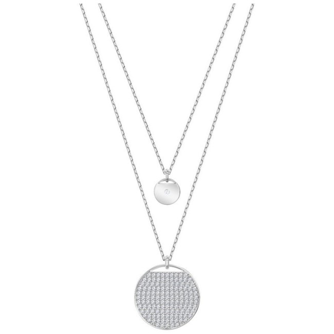 Swarovski double necklace Ginger , white circular pendant - 5389047